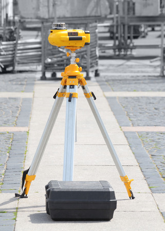 laser measurement level for construction works.The device for determining the horizon and vertical.の写真素材