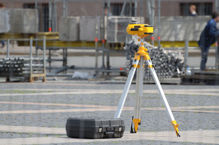 laser measurement level for construction works.The device for determining the horizon and vertical.の写真素材