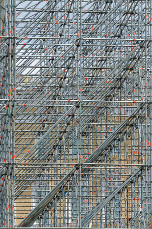 Complex metal construction.Used for the installation of a Concert venue on the street of the city.の写真素材