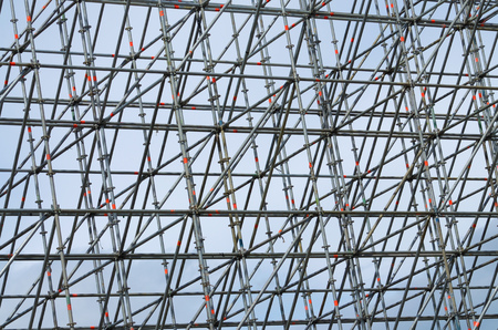 Complex metal construction.Used for the installation of a Concert venue on the street of the city.の写真素材