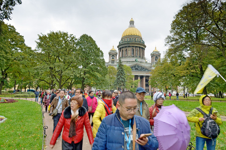 Saint-Petersburg.Russia.September.30.2018.St. Isaac's Cathedral as an architectural monument.Many tourists come to see or visit the Cathedral.のeditorial素材