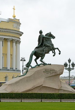 Saint-Petersburg.Russia.October.06.2018.Monument to Emperor Peter the Great.Installed on a large boulder.のeditorial素材