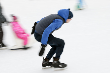 Skating on the ice rink.It's good for your health.の写真素材