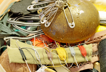 Different threads with needles.They are used by tailors in their work.の写真素材
