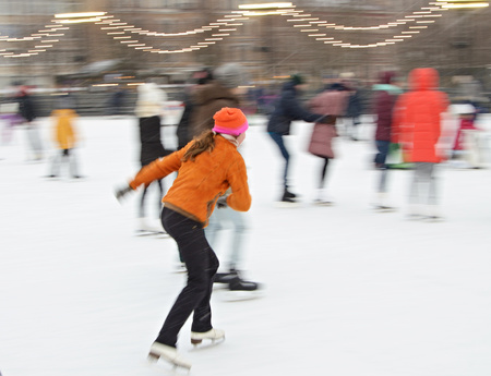 Skating on the ice rink.It's good for your health.の写真素材