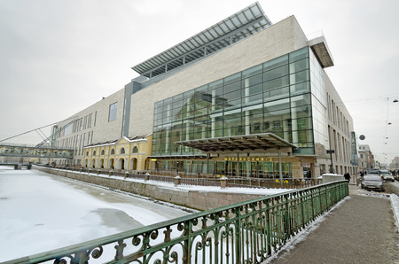 Saint-Petersburg.Russia.December.28.2018.New building of the Mariinsky theatre.It stands next to the old theater.There are performances on the stage.のeditorial素材