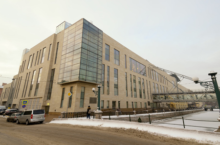 Saint-Petersburg.Russia.December.28.2018.New building of the Mariinsky theatre.It stands next to the old theater.There are performances on the stage.のeditorial素材
