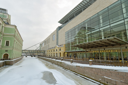 Saint-Petersburg.Russia.December.28.2018.New building of the Mariinsky theatre.It stands next to the old theater.There are performances on the stage.のeditorial素材