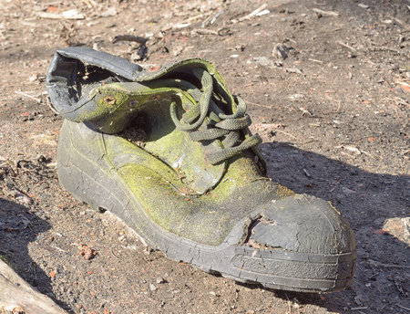 Discarded old torn shoes.It must be disposed of.の写真素材