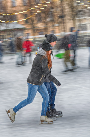 Saint-Petersburg.Russia.December.2.2018.Skating on the ice rink.It's good for your health.An active lifestyle brings a lot of joy.のeditorial素材