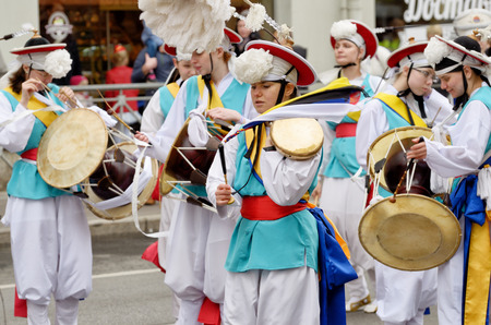 Saint-Petersburg.Russia.May.26. 2019.St. Petersburg Birthday Celebration.Various activities and entertainment were held.There was a march of drummers from different bands.のeditorial素材