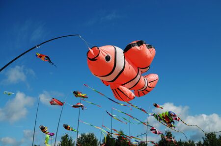 Saint-Petersburg.Russia.August 31.2019.Park ,, three hundred years of St. Petersburg ,,.The townspeople came here with their families.Children and adults fly kites into the sky.の写真素材