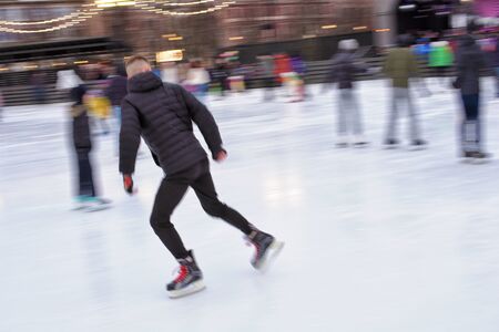 Skating on the ice rink.It's good for your health.の写真素材