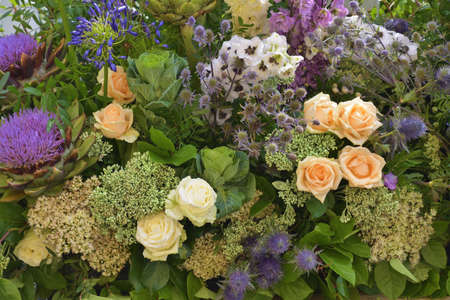 A beautiful bouquet of decorative, garden flowers.の写真素材
