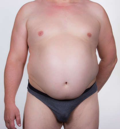 Full undressed man on a white backgroundの写真素材