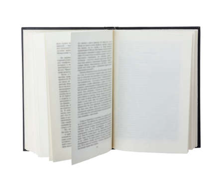 Open book with text isolated on white background
