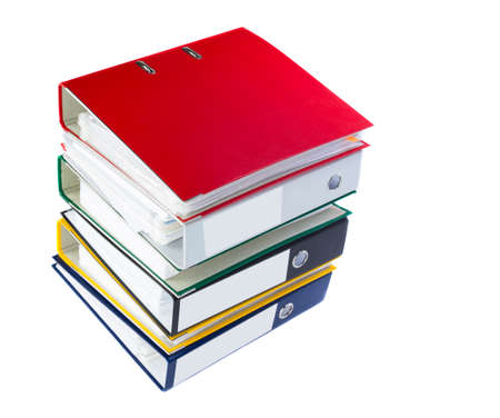 Top view the folder with the documents for accounting and isolated on a white background.の写真素材