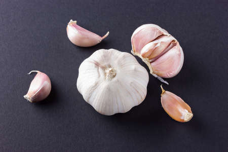 Garlic with slices, top view of the garlic.の写真素材