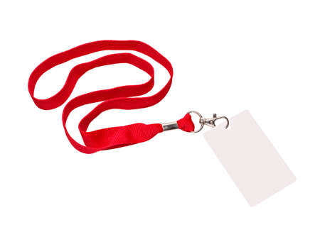 Red string pass, isolated on white color.の写真素材