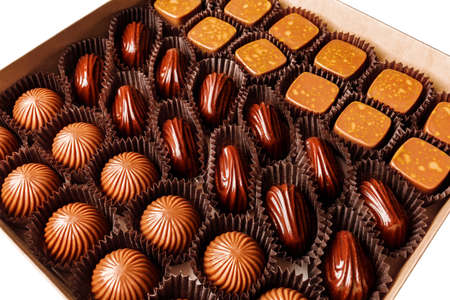 Candy in a box, handmade, close-up.の写真素材