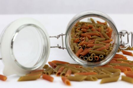 pasta in a jar on a white background