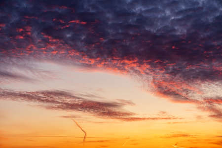 Sky, Bright Blue, Orange And Yellow Colors Sunset, toned Image.