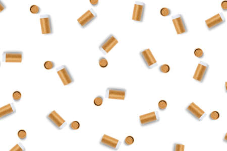 Zero waste picture. Natural craft tubes on isolated white background. Flat lay, top view.の写真素材