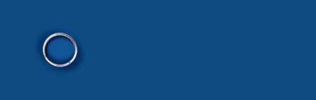 Repair concept. Classic blue background with one paint can, central composition. Flat lay, top view,...