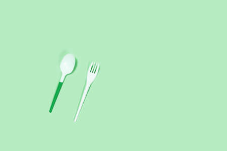 So beautiful and so dangerous plastic spoons. Environmental problem of plastic rubbish pollution....