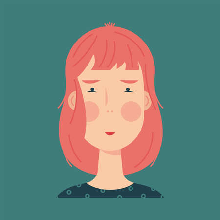Avatar for happy smiling woman with red hair on green background.のイラスト素材