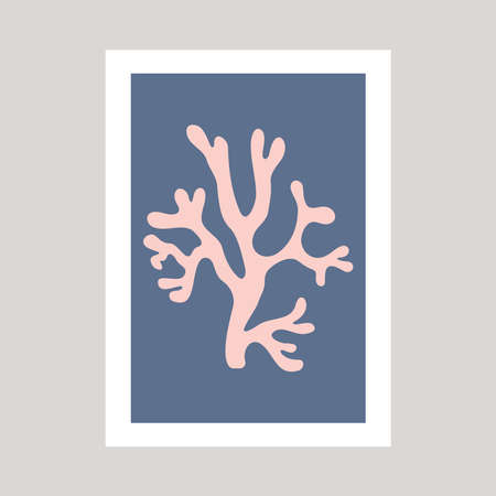 Abstract pink coral on blue background. Vertical abstract poster.のイラスト素材