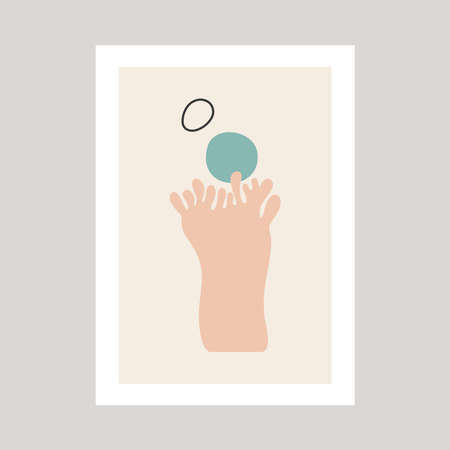 Color abstract poster with sea coral and abstract shapes drawing in Henry Matisse style.のイラスト素材