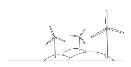Divider with three windmills on three hills.のイラスト素材
