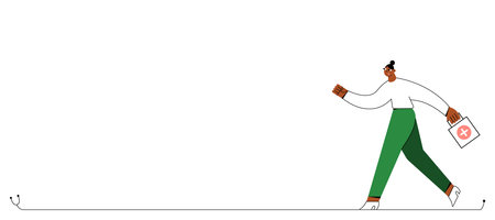 Web banner with Super Hero African-American doctor.のイラスト素材