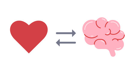Brain heart balance. Simple flat vector illustration.