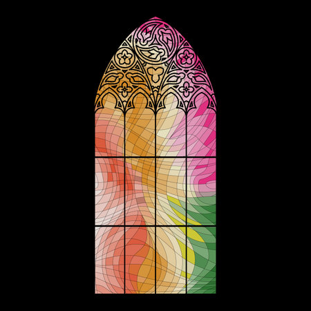 Church glass mosaic. Color abstract picture on black background.のイラスト素材