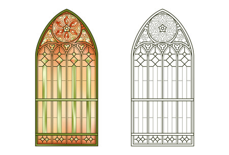 Worksheet with Stained Church glass in gradient colors.のイラスト素材