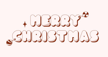 Groovy two-tone Merry Christmas card. Dark red halftone letters.のイラスト素材