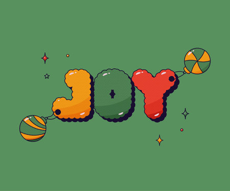 Christmas groovy Loy letters on green background.のイラスト素材