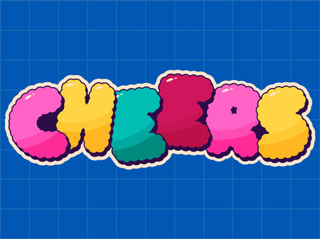 Colorful Groovy Christmas sticker noel phrase Cheers.のイラスト素材