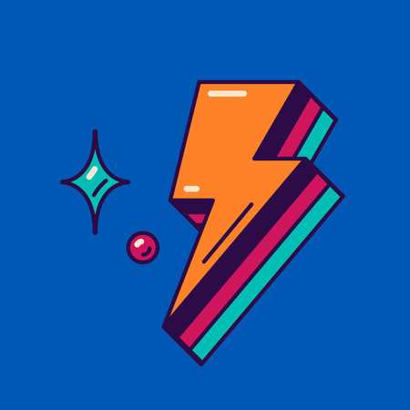 Groovy surreal psychedelic lightning on blue background.のイラスト素材