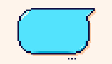 Speech bubble with blue background drawn in pixel art style.のイラスト素材