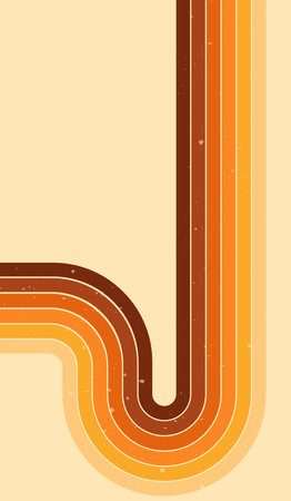 Retro groovy vertical poster with a stripe warm color rainbow.