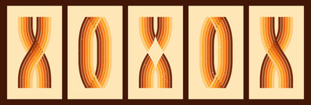 Wavy rainbow stripe posters with groovy energy.のイラスト素材