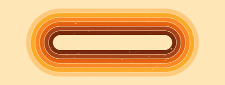 Divider with groovy oval shape rainbow stripe explosion with 70s vibes.