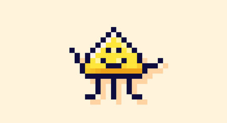 Pixel art funny yellow space character.
