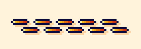 Pixel art yellow laser blast trace in space.