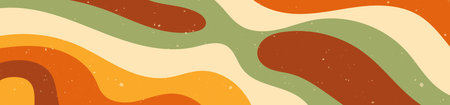 Retro warm color zebra groovy banner.