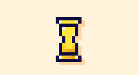 Pixel art yellow tiny hourglass.