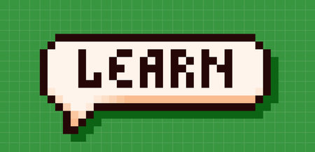 Back to School pixel art speech bubble learn.